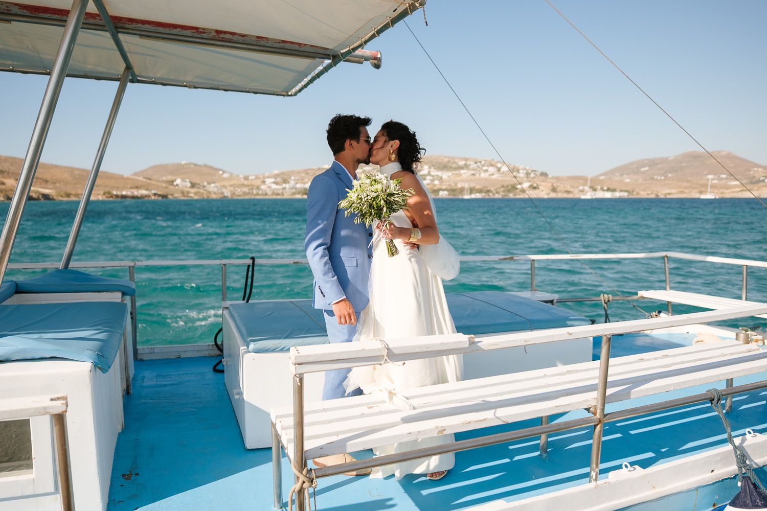 Candid wedding moment captured in Paros Greece