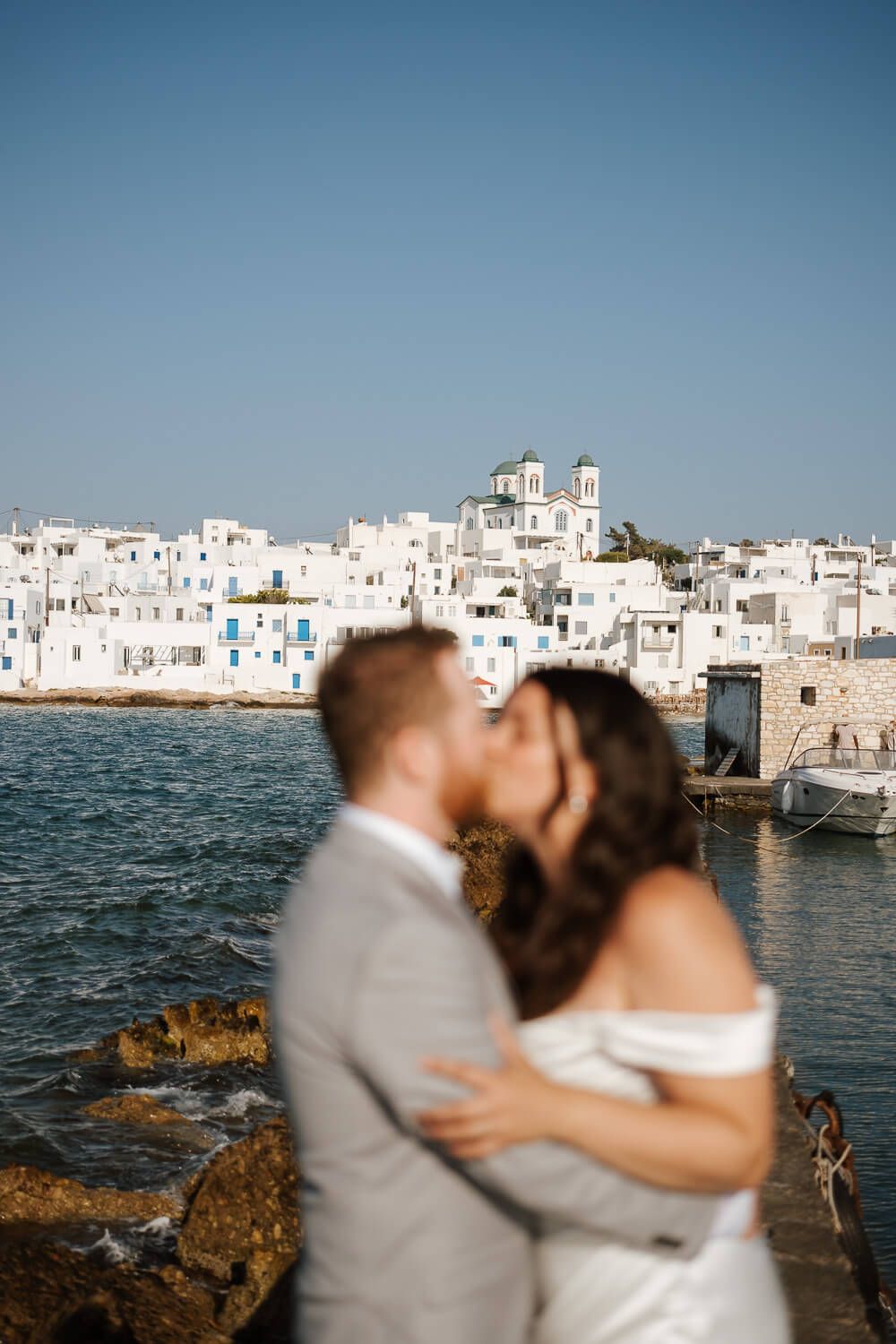 Cycladic architecture wedding backdrop in Naoussa