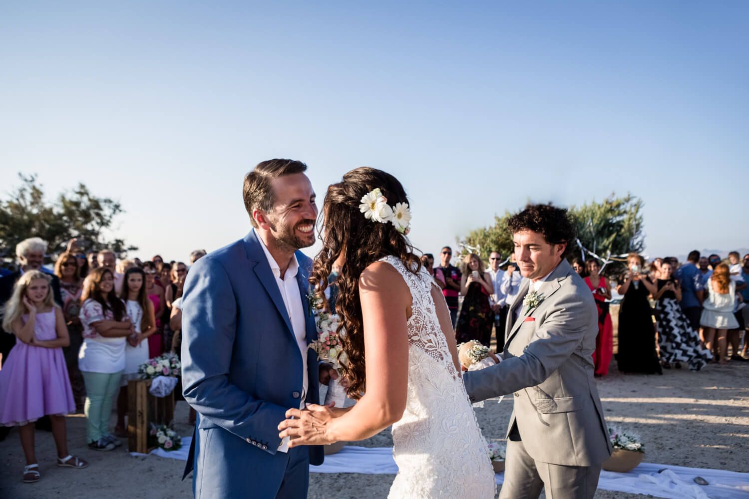 a Wedding ceremony at Agios Konstantinos church by the sea in Milos