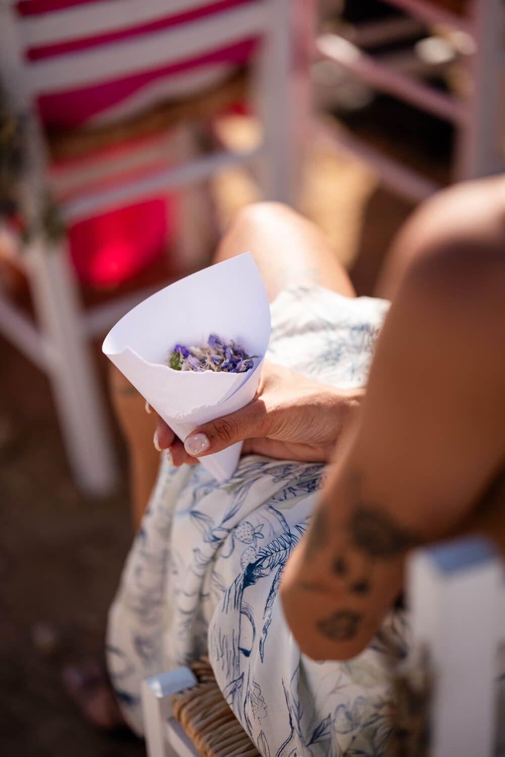 Detail from wedding ceremony setup on the coastal rocks of Ambelas, Paros