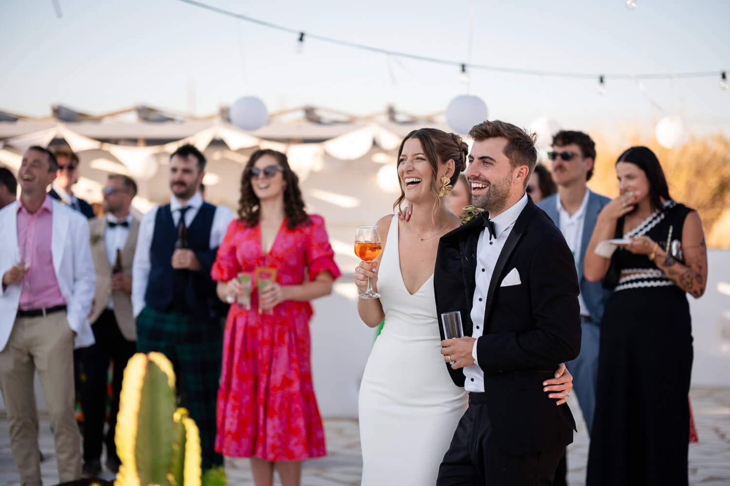 Jess and Daniel making a grand entrance to their wedding reception