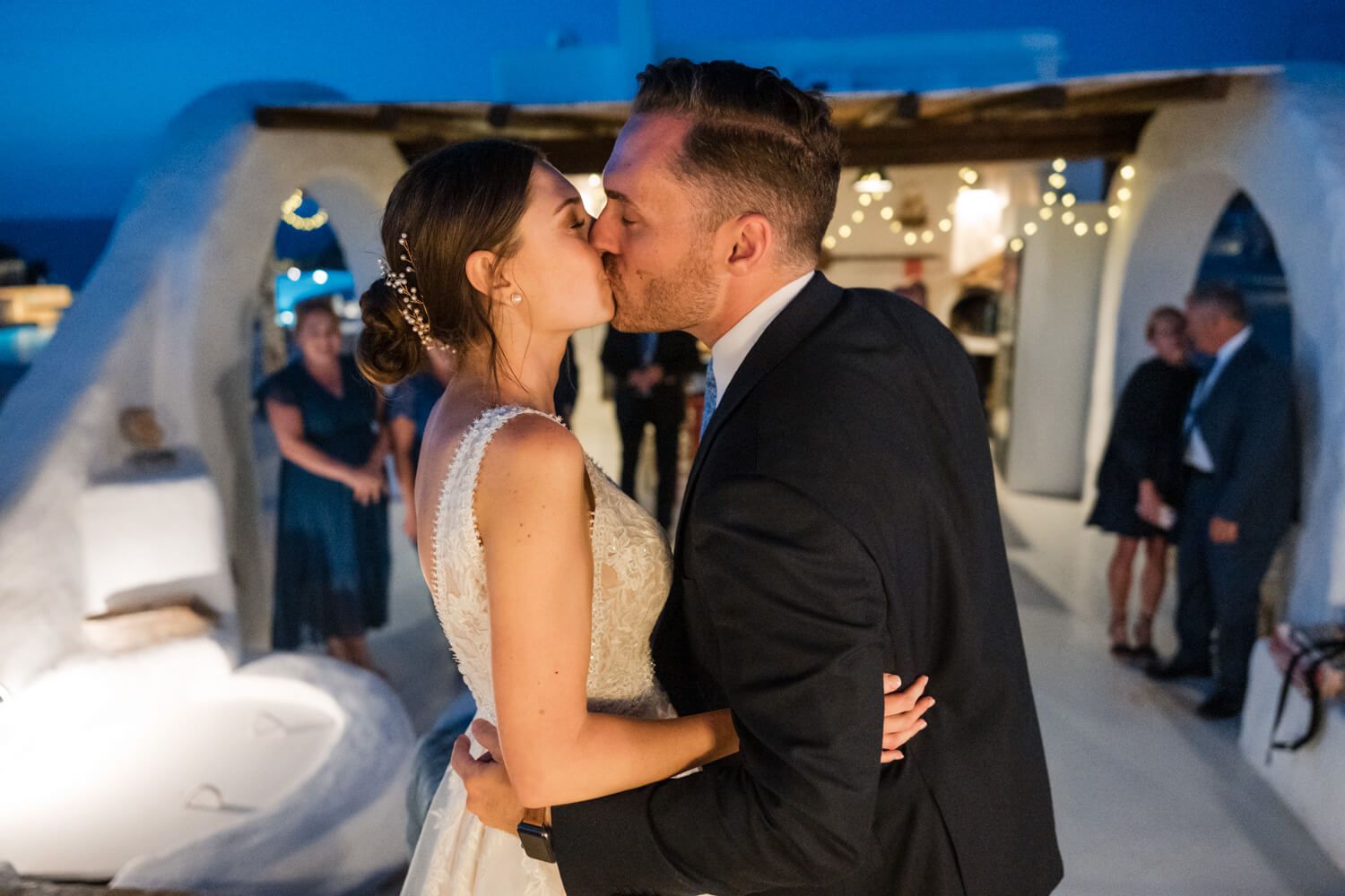 Unforgettable micro wedding celebration under the Greek night sky