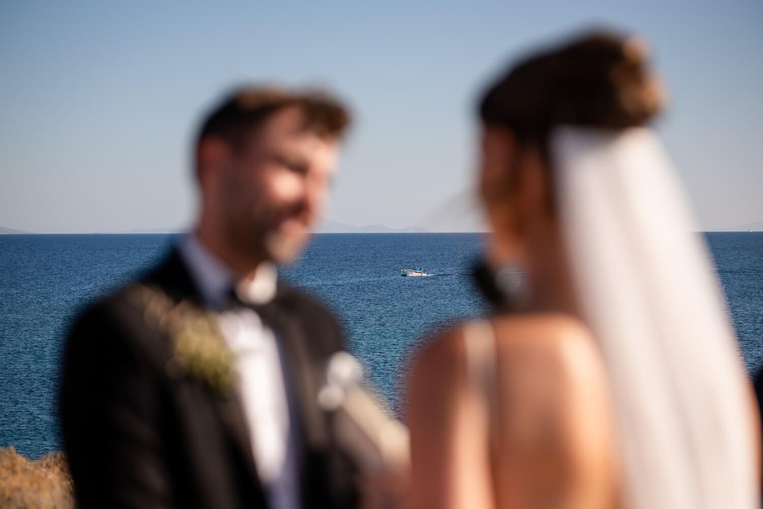 Seaside symbolic wedding ceremony on the beautiful coast of Paros