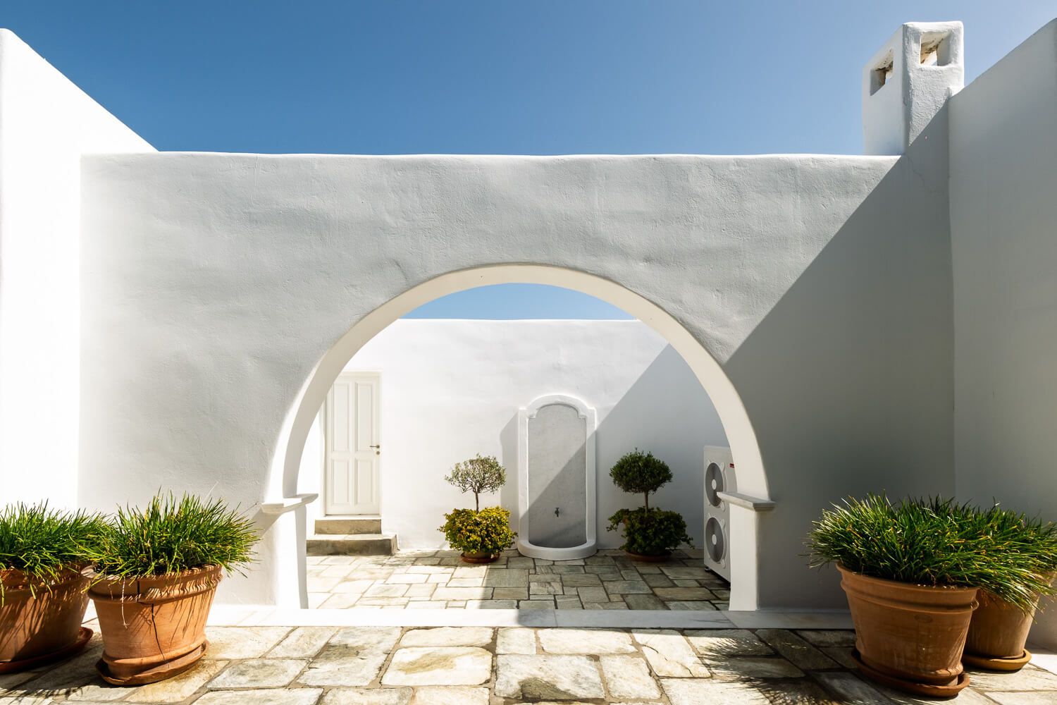 Real estate photography emphasizing Cycladic Architecture
