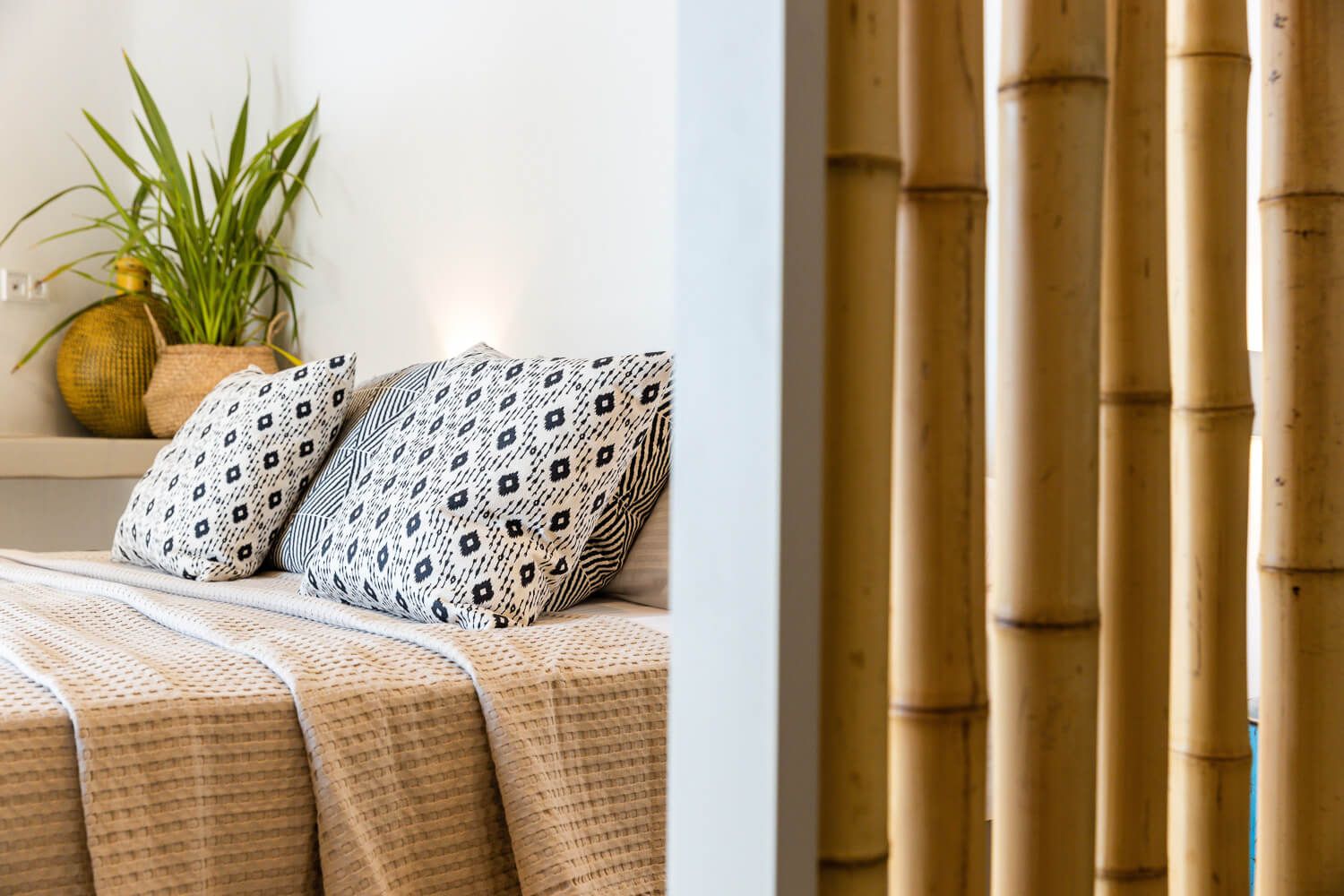 Sophisticated textures that define modern Cycladic luxury in a luxury villa in Paros Greece