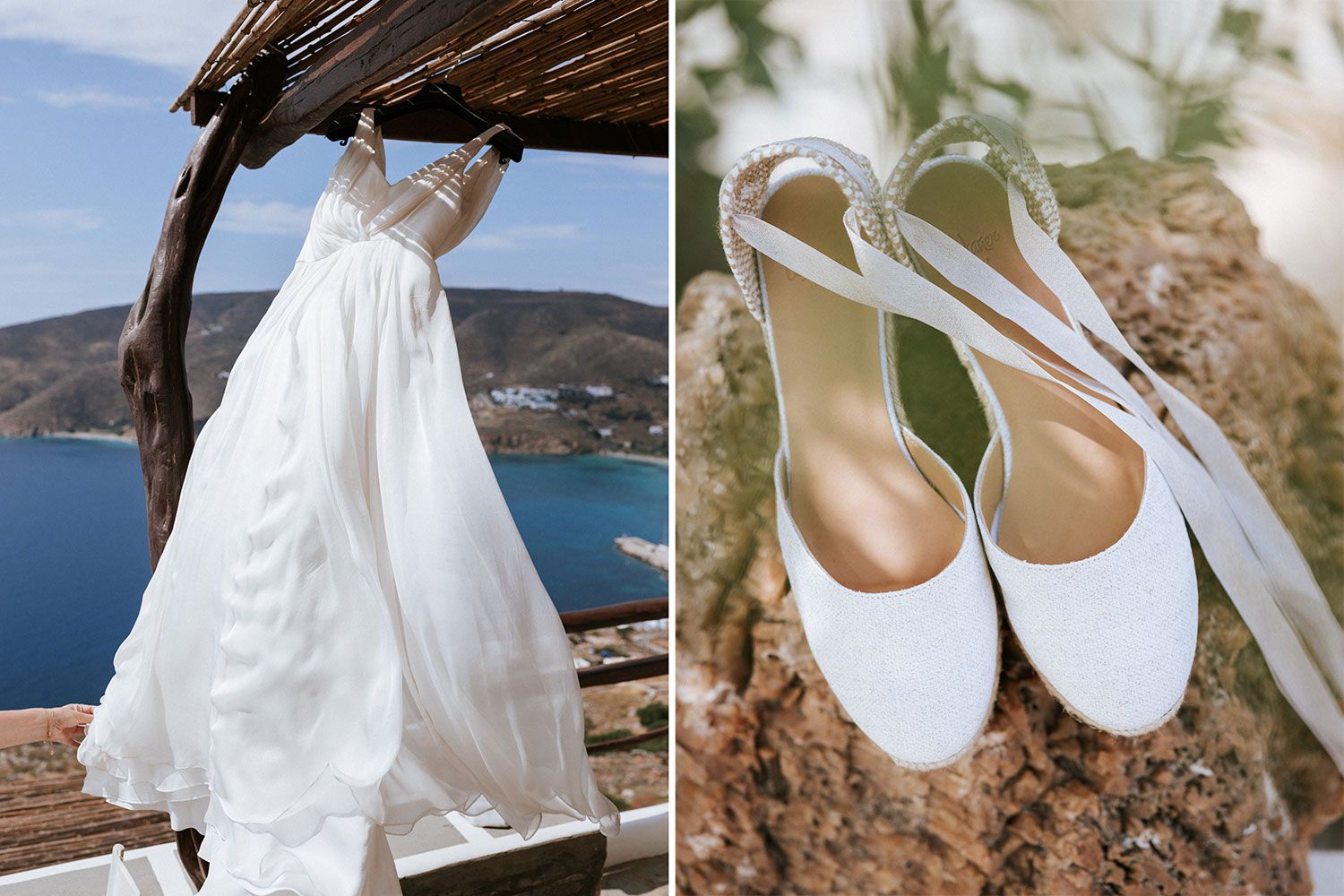 Nora’s wedding dress and details in a traditional Amorgos house