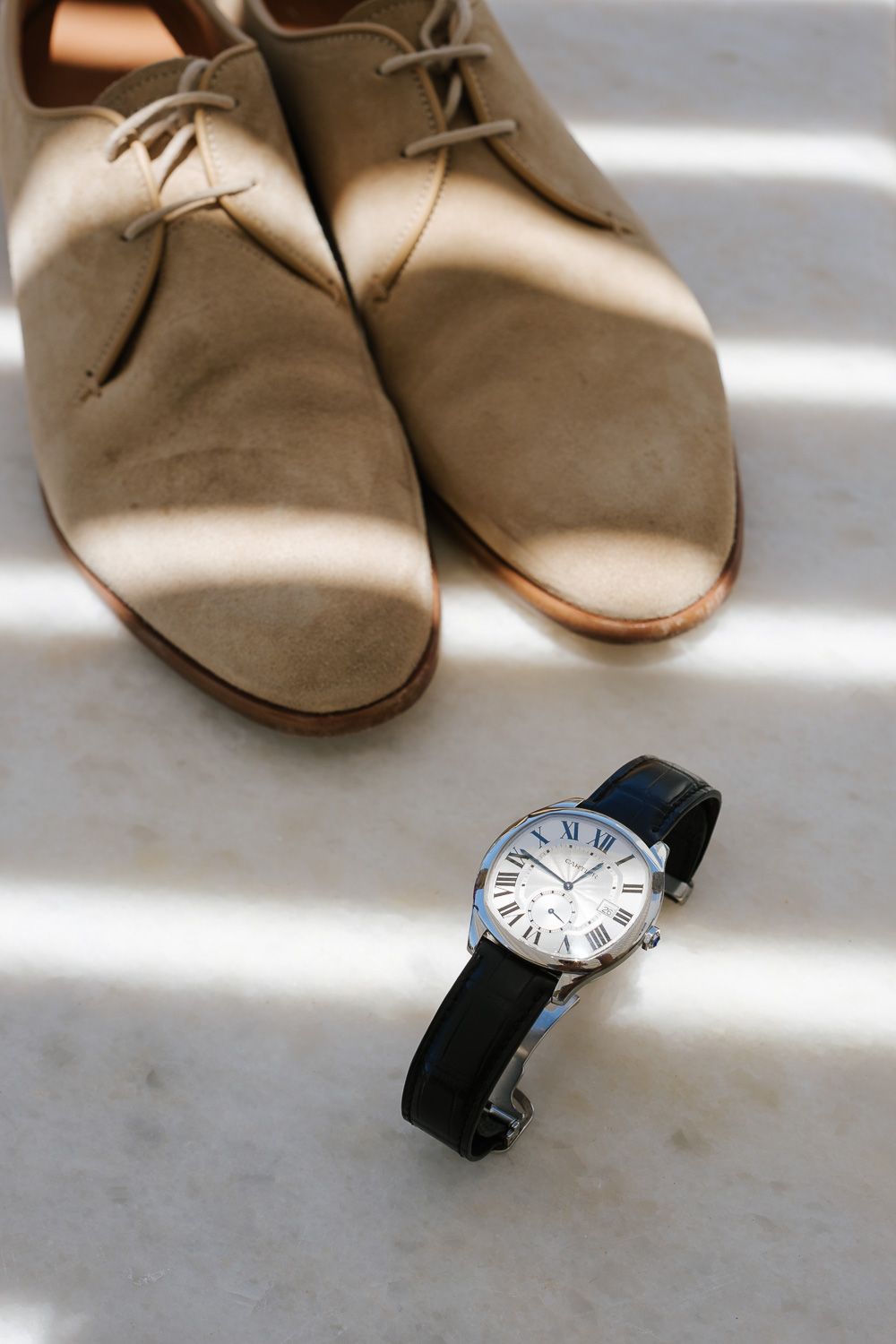 Minimal wedding decoration details next to the sea