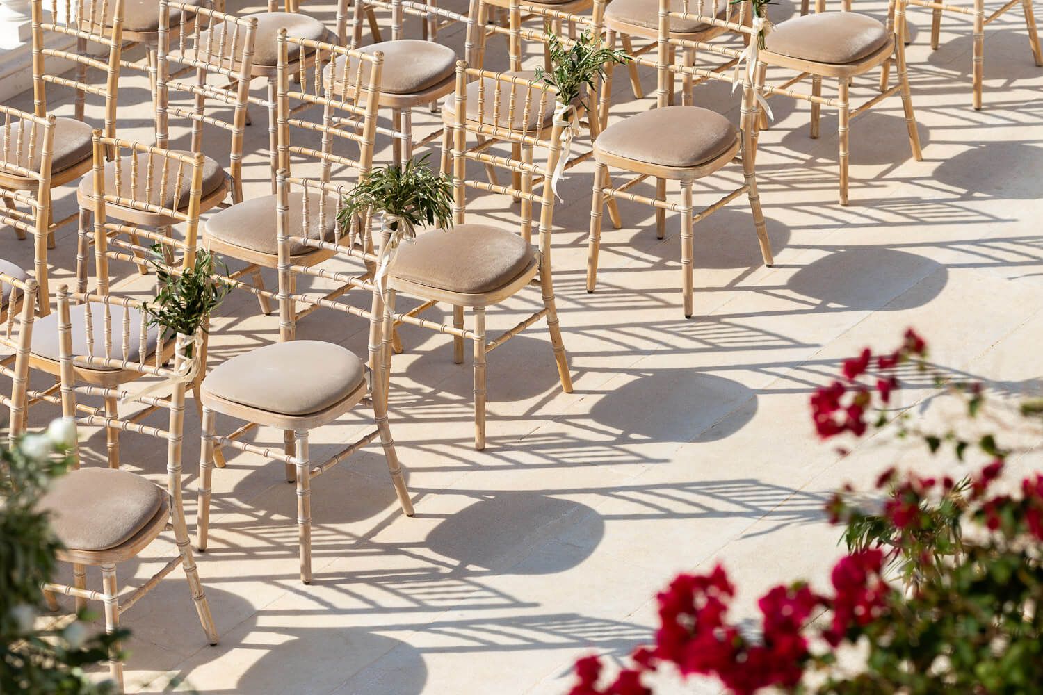 Floral Chuppah setup for Jewish wedding at Villa Aethra Paros