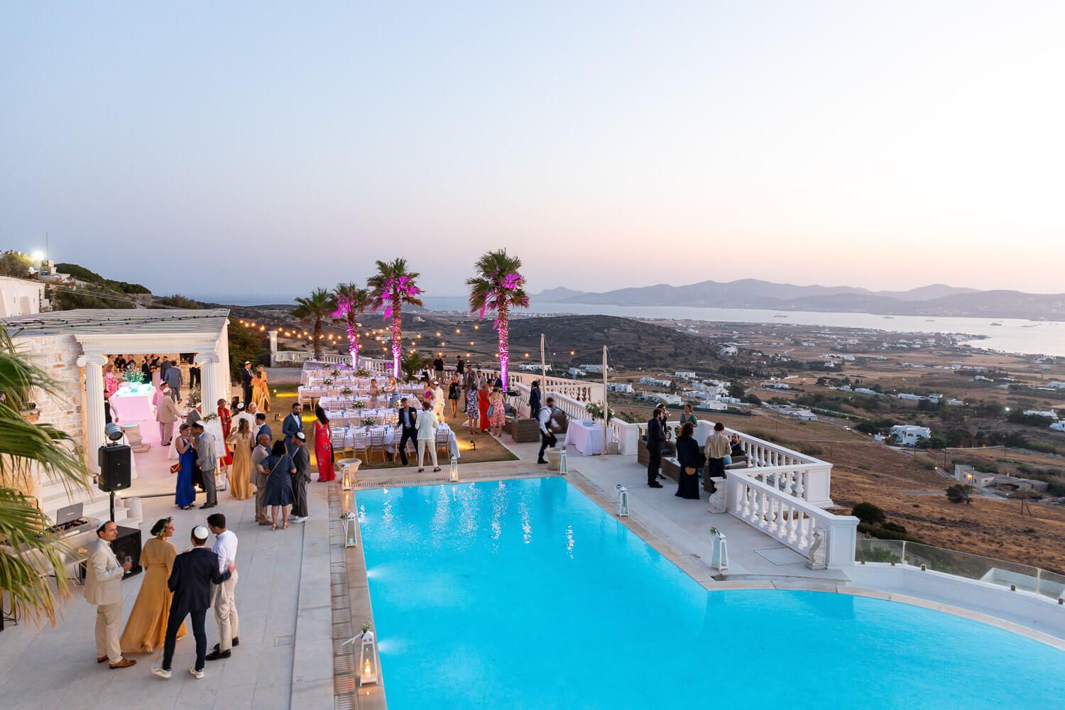 Villa Aethra panoramic view during a destination Jewish wedding