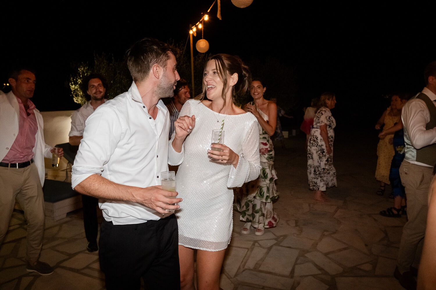 An unforgettable wedding celebration under the Cycladic night sky