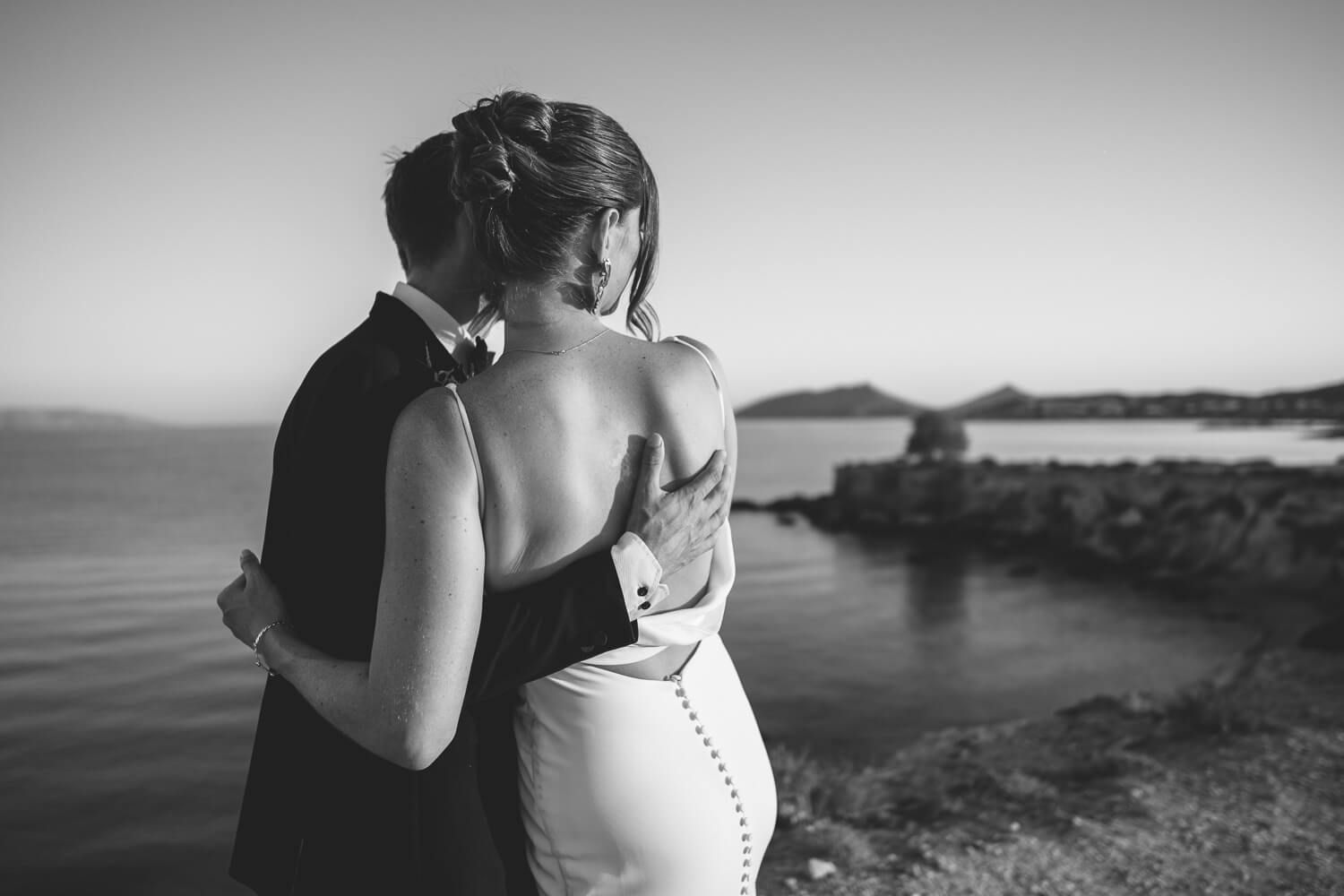 Cinematic wedding portrait of a UK couple in the Greek islands