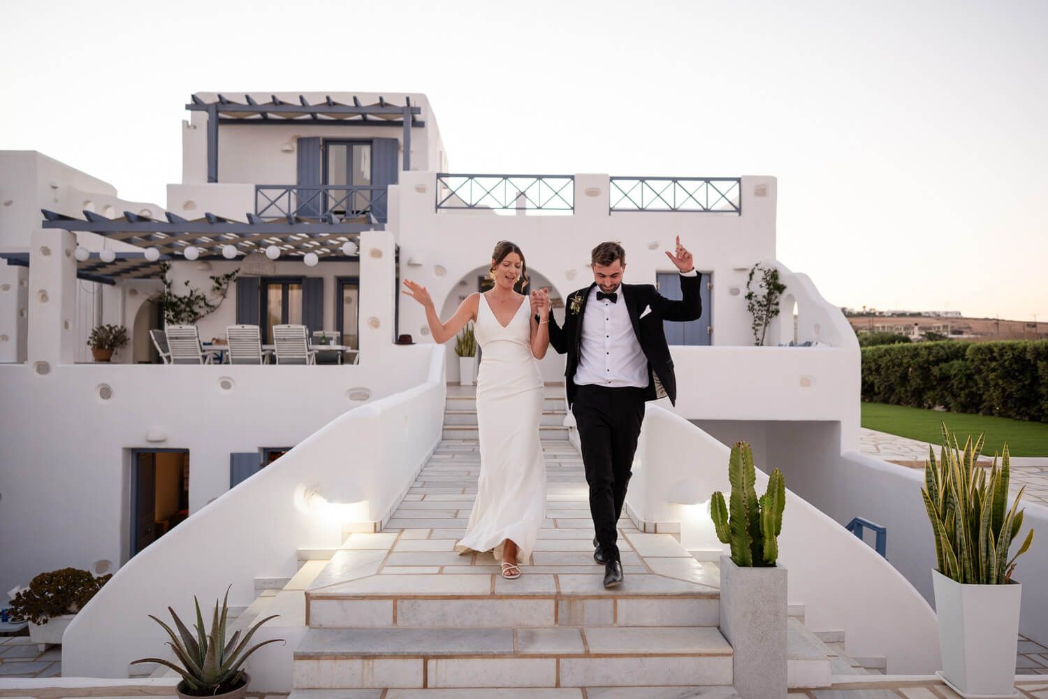 Jess and Daniel making a grand entrance to their wedding reception
