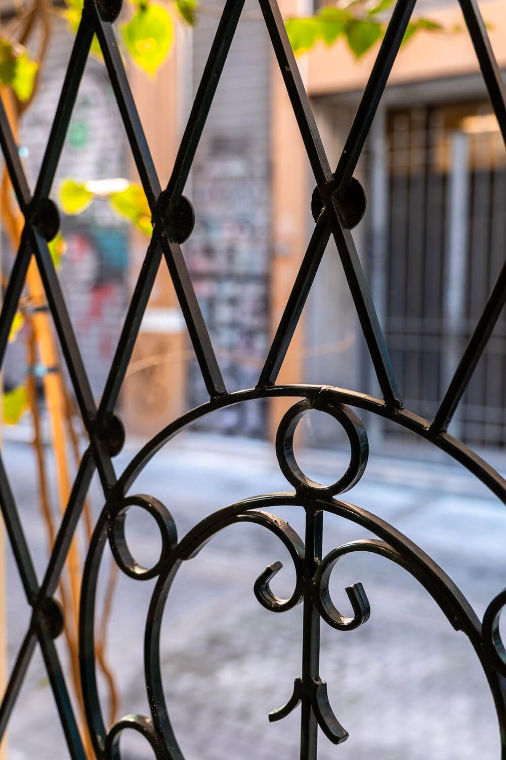 detailed shot from a Restored 1934 neoclassical building facade in Athens center
