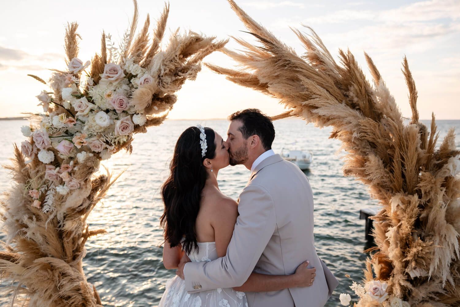 Candid wedding photography in the golden hour at Seesoo Paros