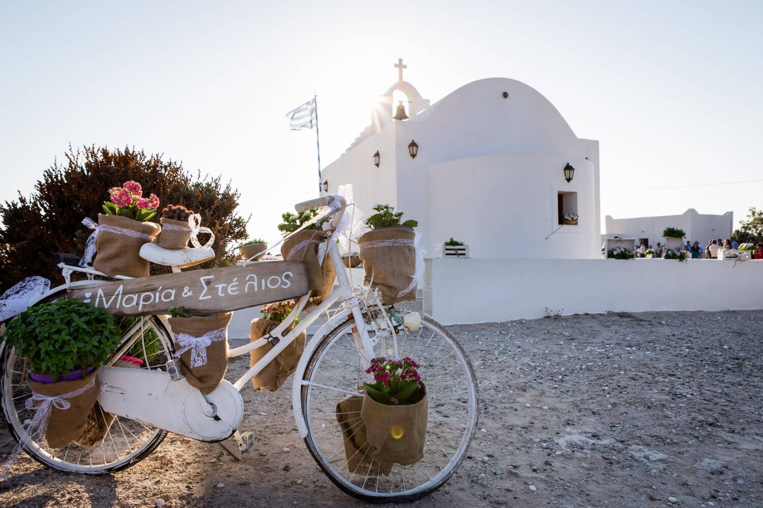Wedding ceremony at Agios Konstantinos church by the sea in Milos
