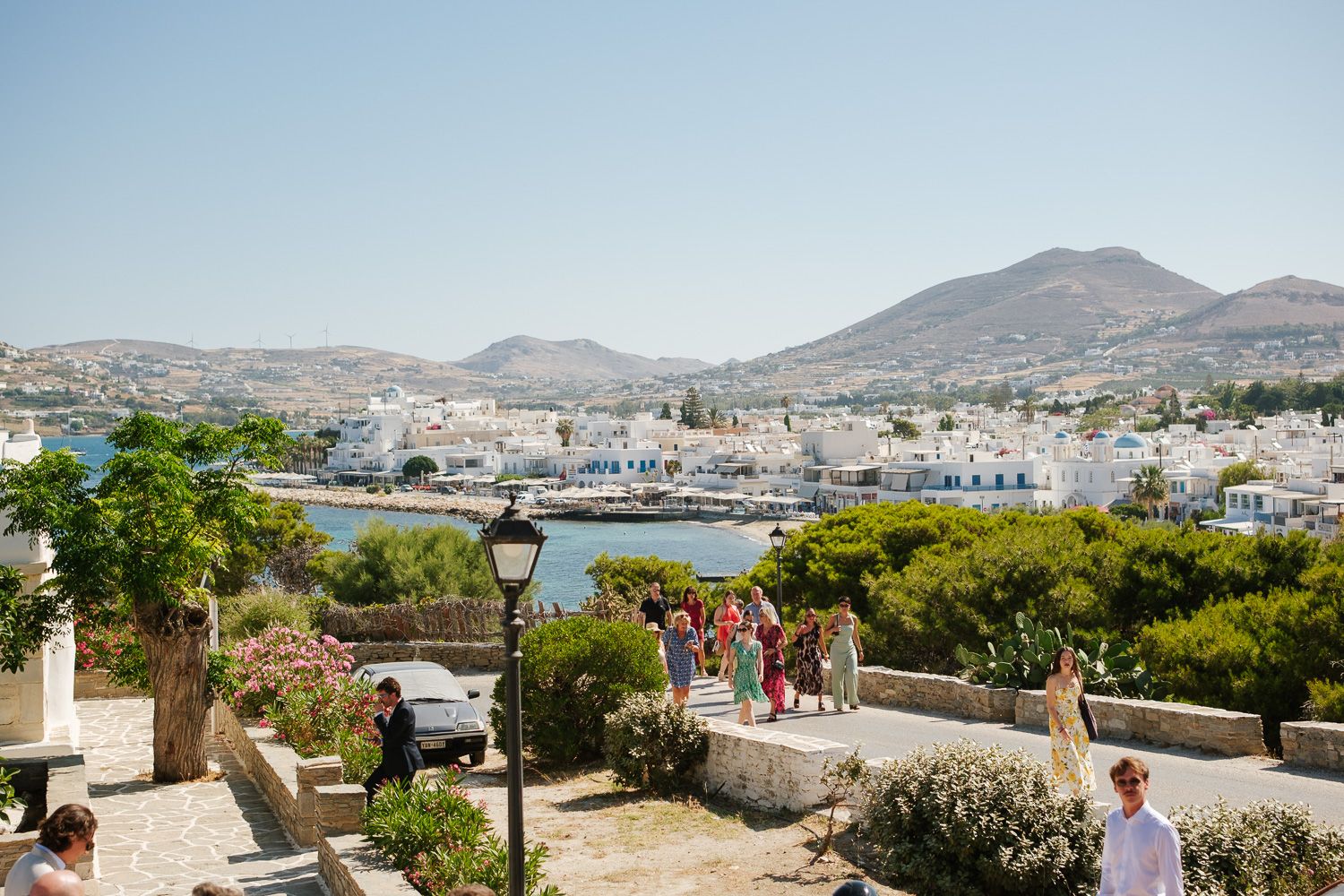 Guests waiting for the couple to arrive at Paros Townhall for a civil wedding ceremony