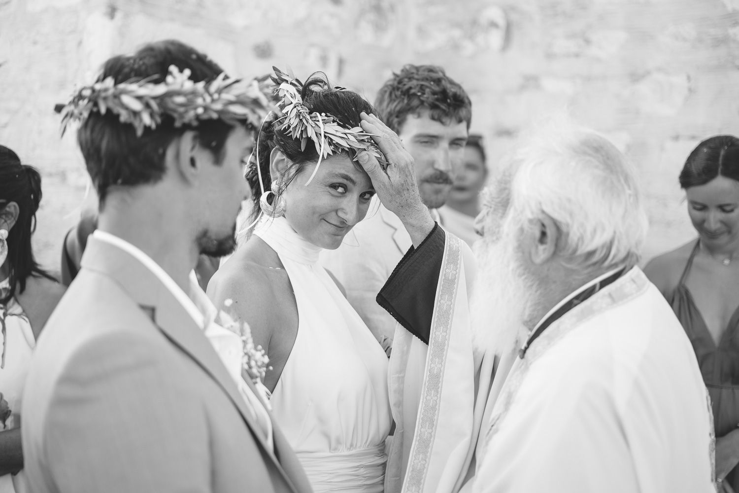 Traditional Greek island wedding ceremony at Agios Fokas