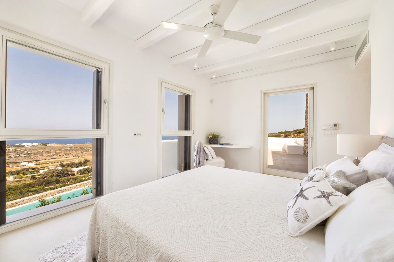 Elegant bedroom design reflecting the exclusivity of Paros real estate
