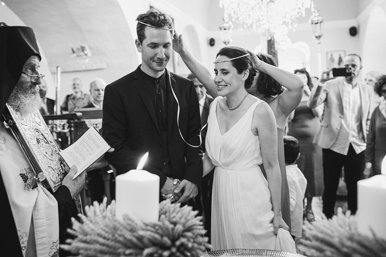 Greek Orthodox wedding ceremony at Mitropoli church Amorgos
