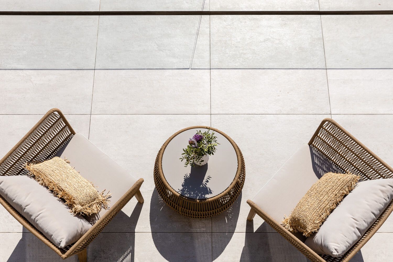 Premium outdoor furniture selection on a sunlit terrace