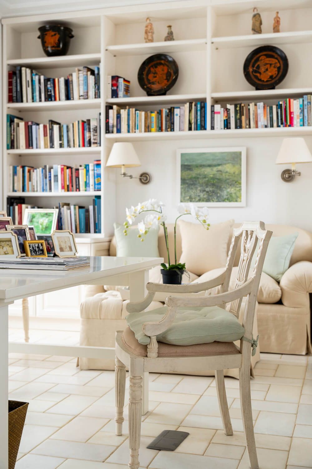 Elegant office design inside a classic Greek estate