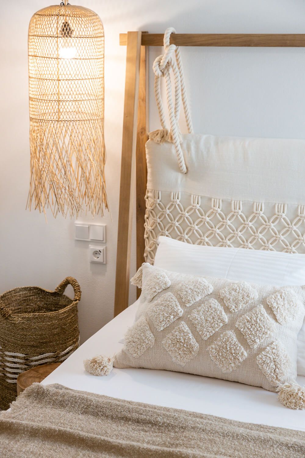 Luxury bedroom interior featuring premium bedding