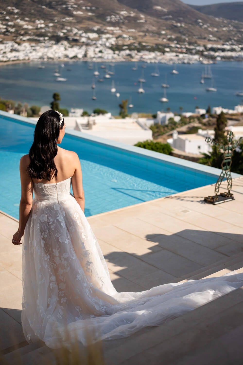 Stephanie getting ready for her grand symbolic wedding in Paros
