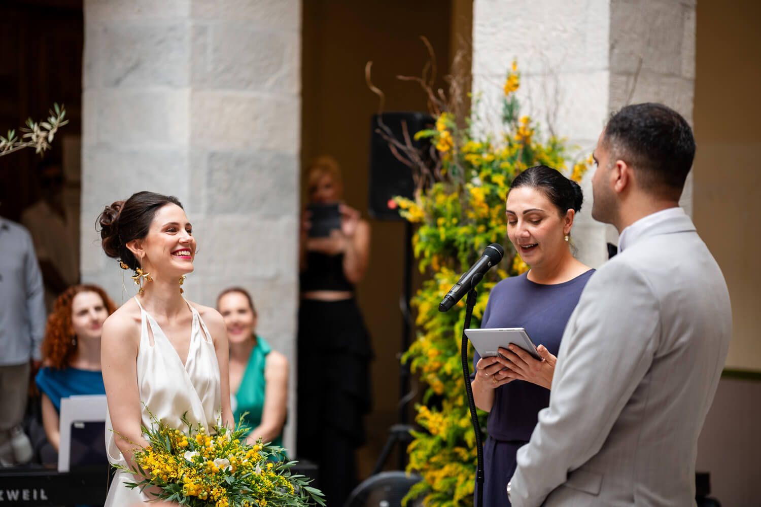 Dimitra and Akshay exchanging heartfelt vows in Ermoupolis
