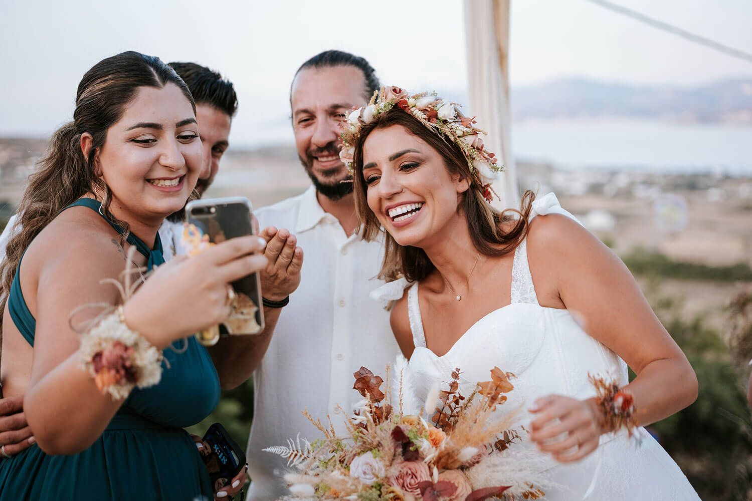 Relaxed and carefree couple portraits at a boho destination wedding