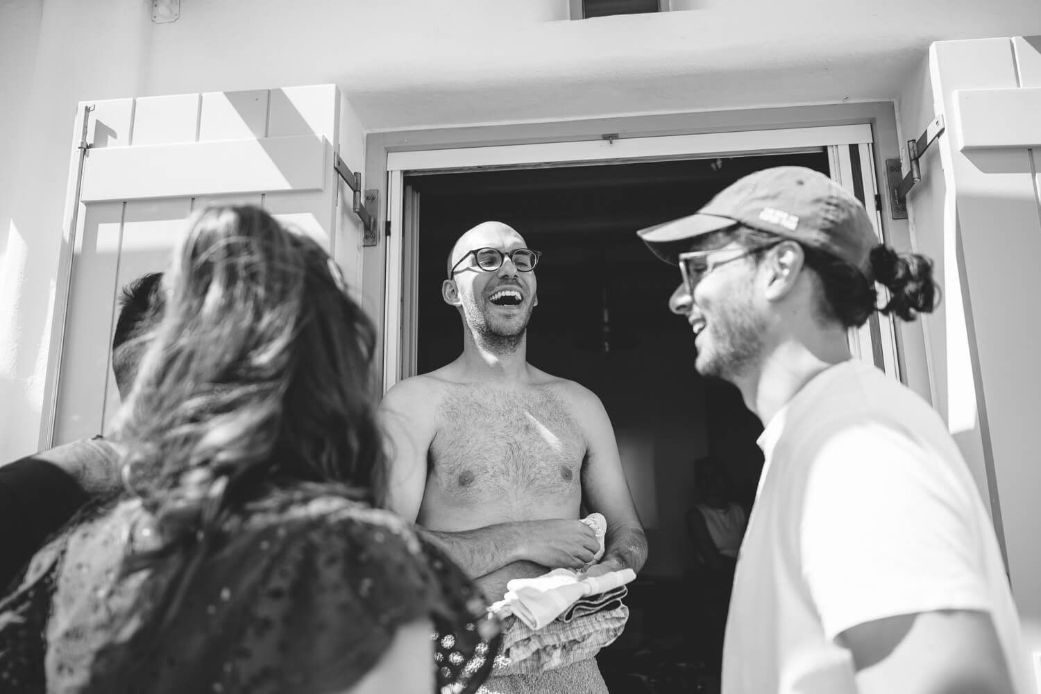 Nostalgic morning preparations captured by a Paros wedding photographer