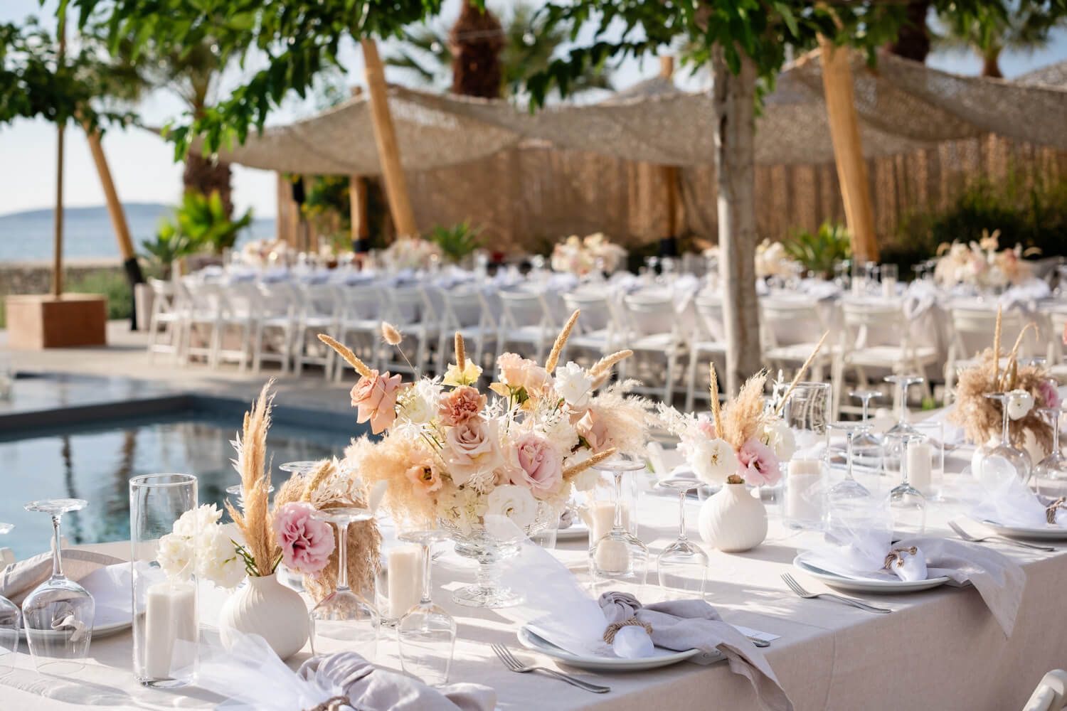 Seaside wedding venue decoration in the Cyclades by Michael Salis