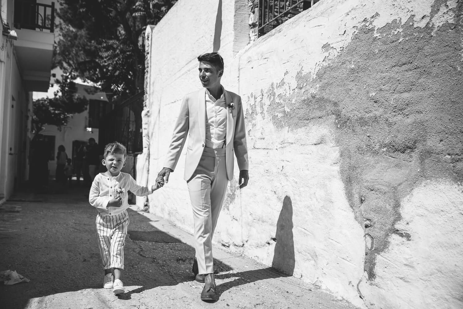 Guests arriving at St. Antony’s Catholic church in the heart of Parikia Paros