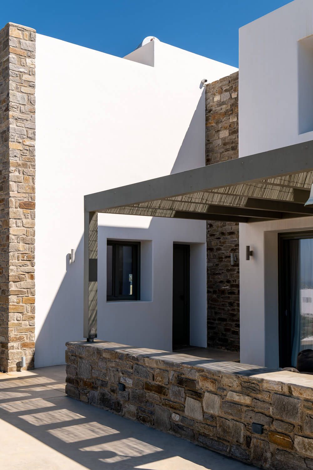 Symmetrical building facades and striking geometric lines