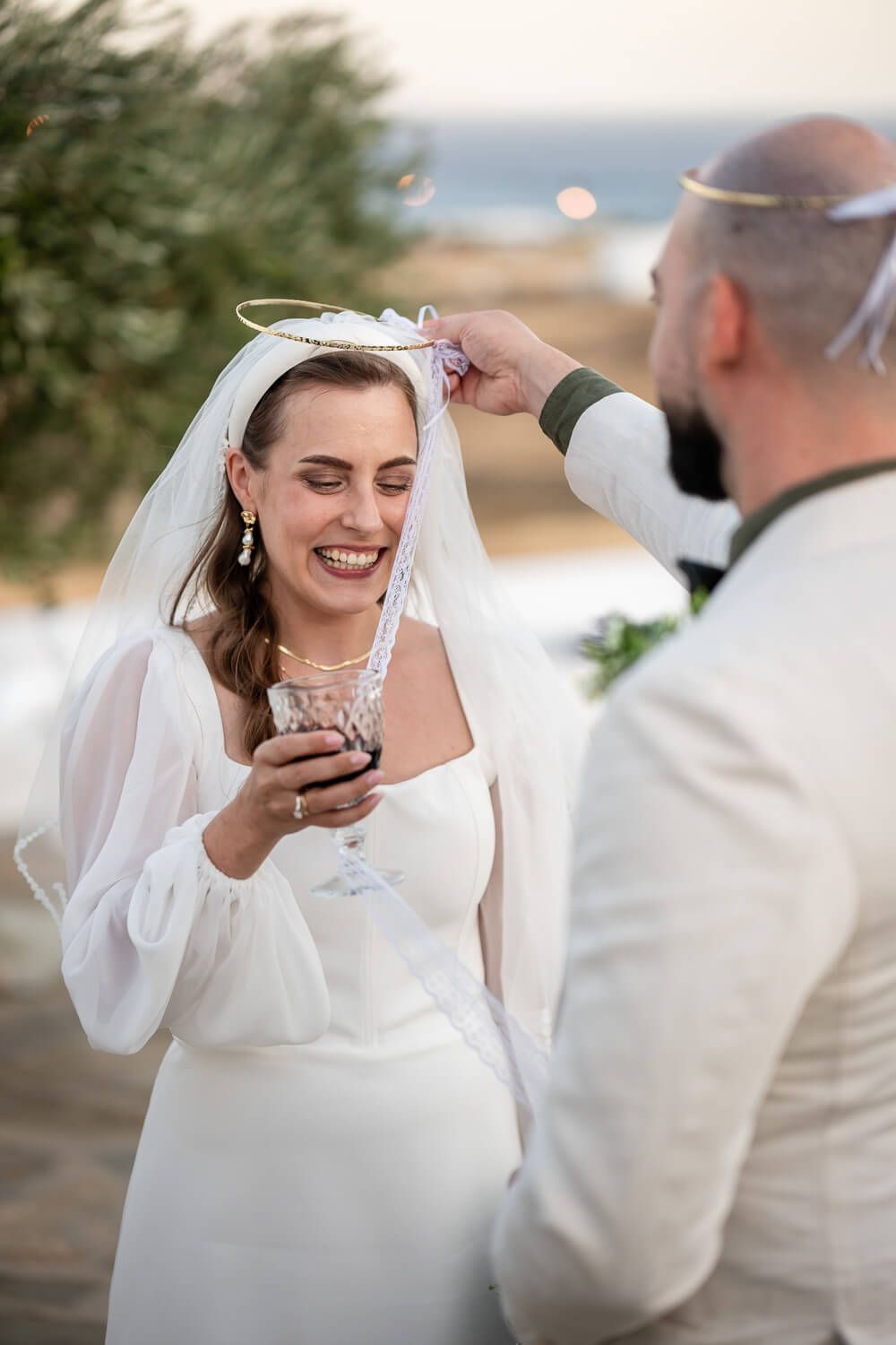 The crowning ceremony with stefana during a Cycladic symbolic wedding