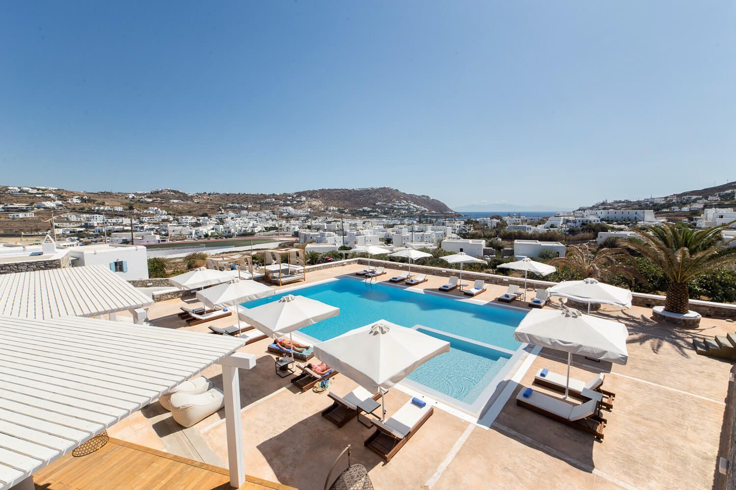 Striking outdoor pool area with clean geometric lines
