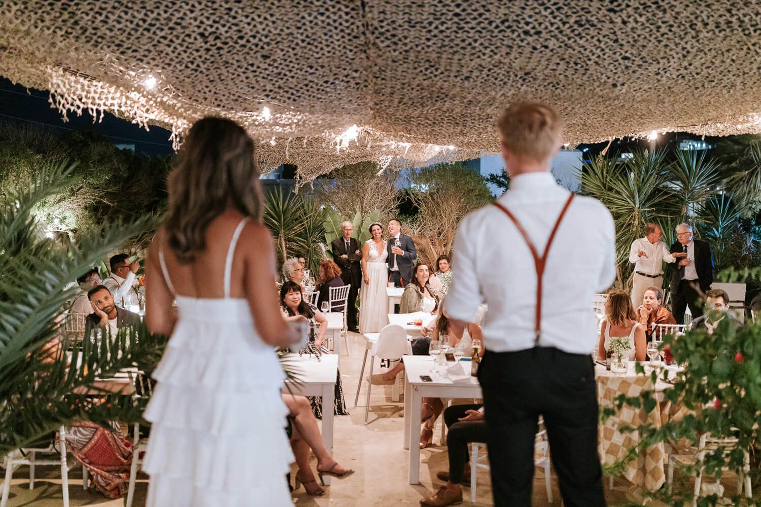 Wedding reception setup at Sunset Restaurant Antiparos