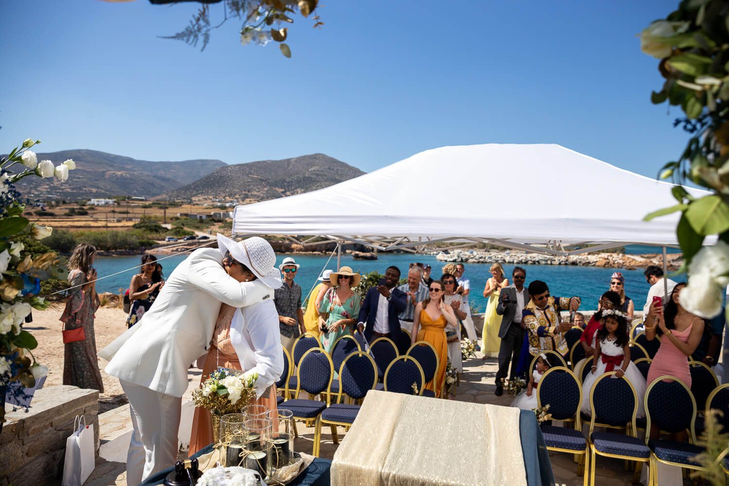 Greetings during a symbolic wedding ceremony at Pyrgaki Paros