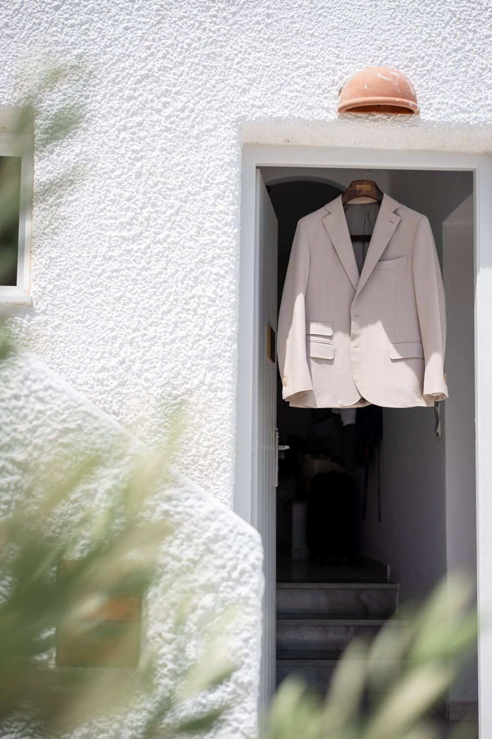 Khalil's luxury wedding suit and accessories details in Paros