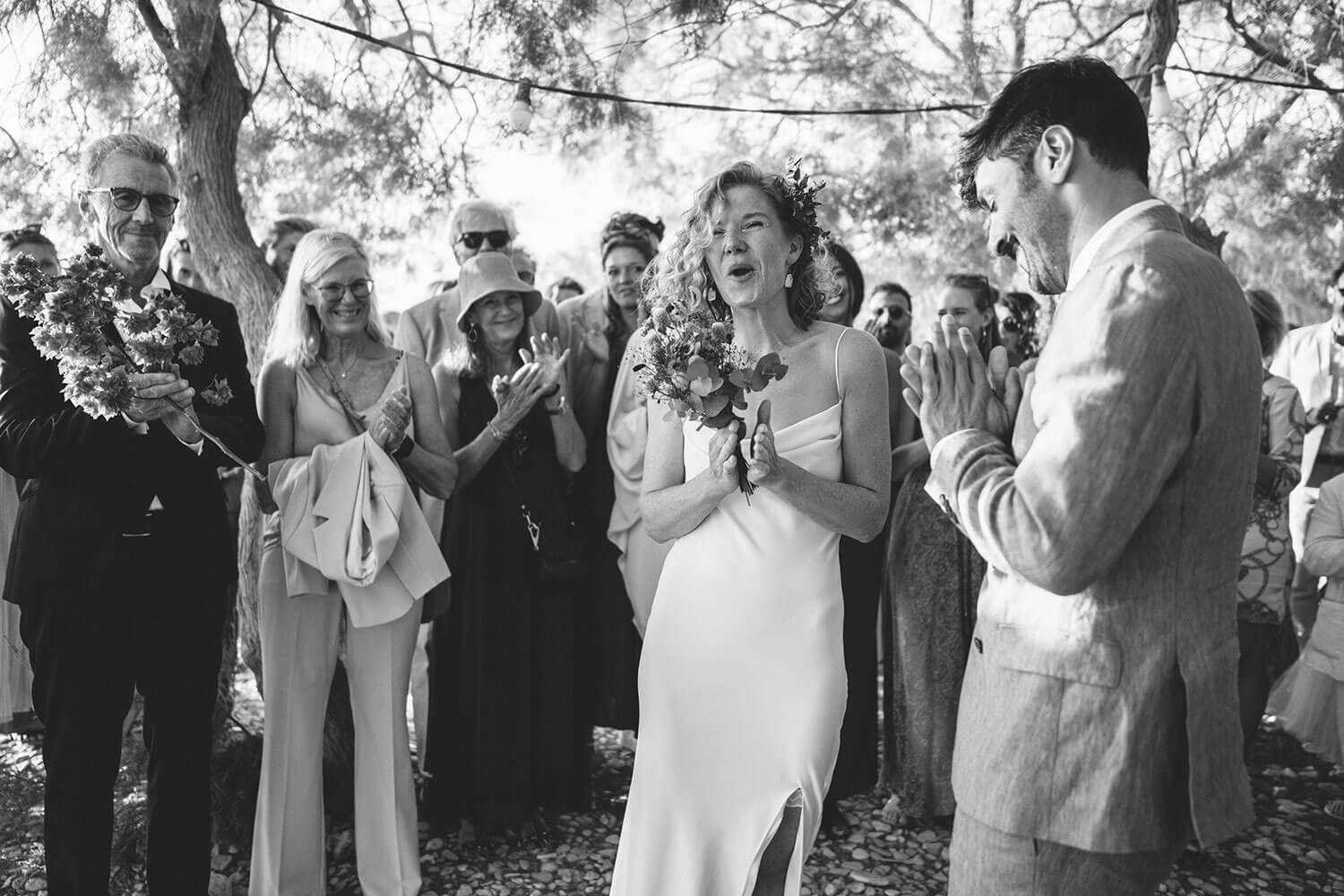 Emotional destination wedding ceremony on the coast of Aliki village