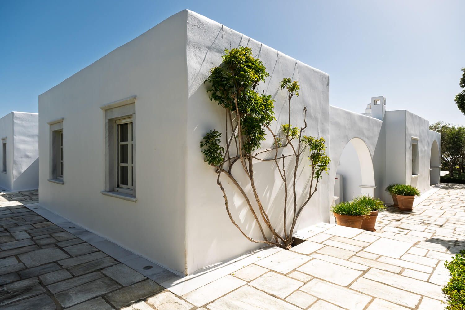 Wide angle architectural view of a premium Greek residence