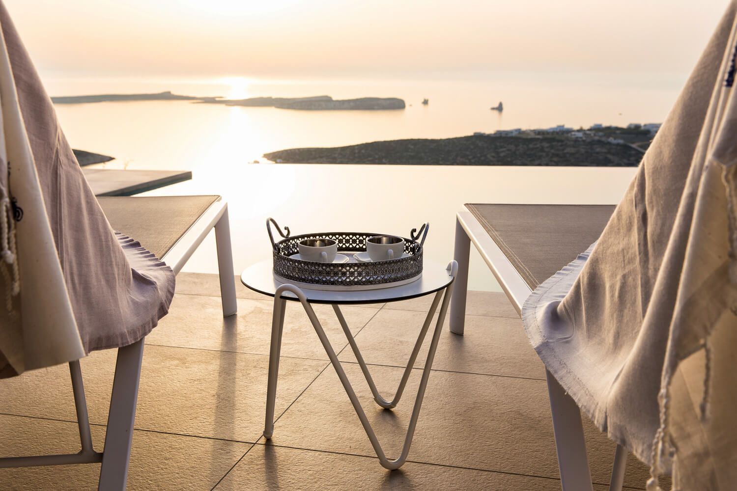 Awe-inspiring Aegean Sea panorama from a luxury island terrace