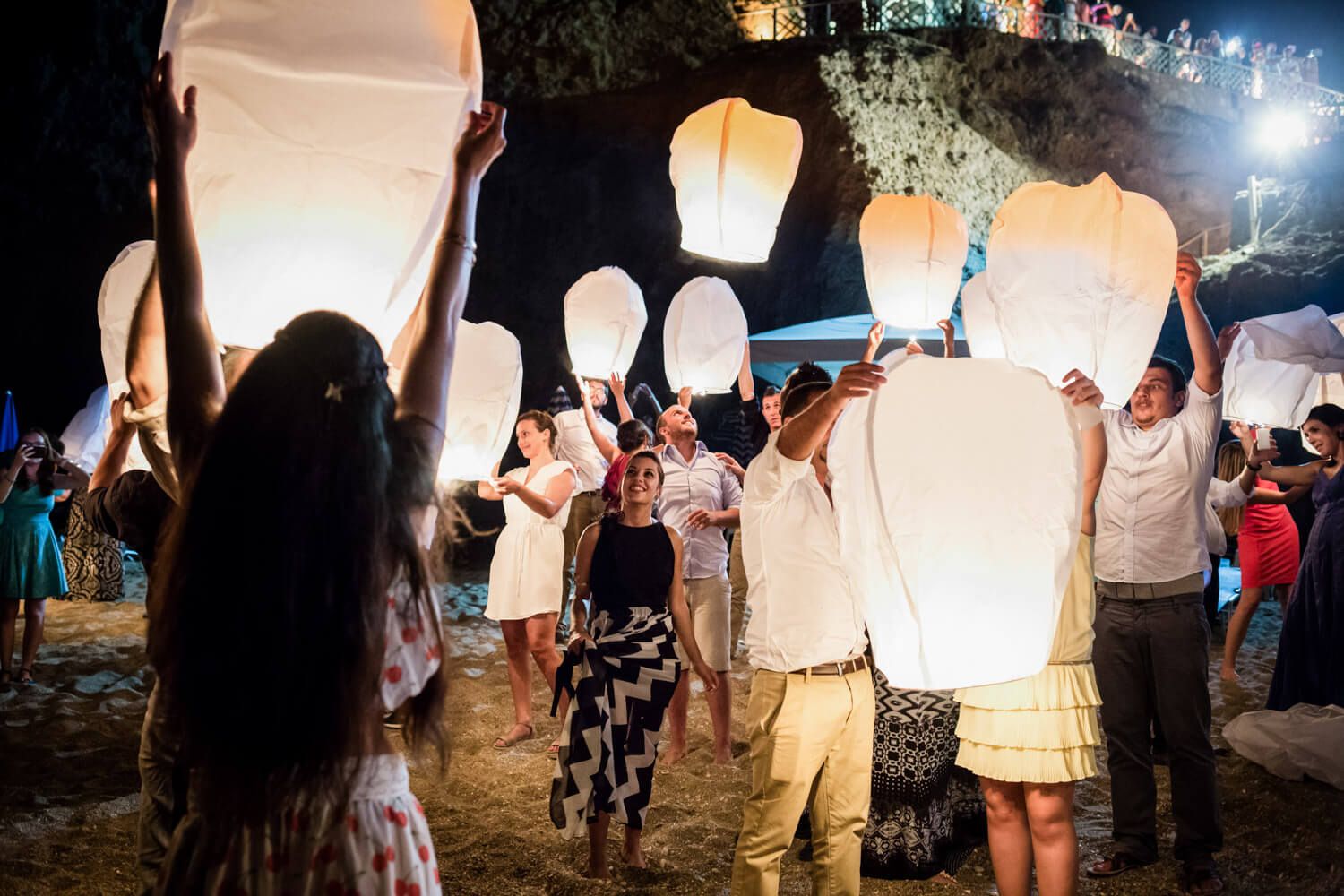 Night wedding photography at a beach party in Paliochori