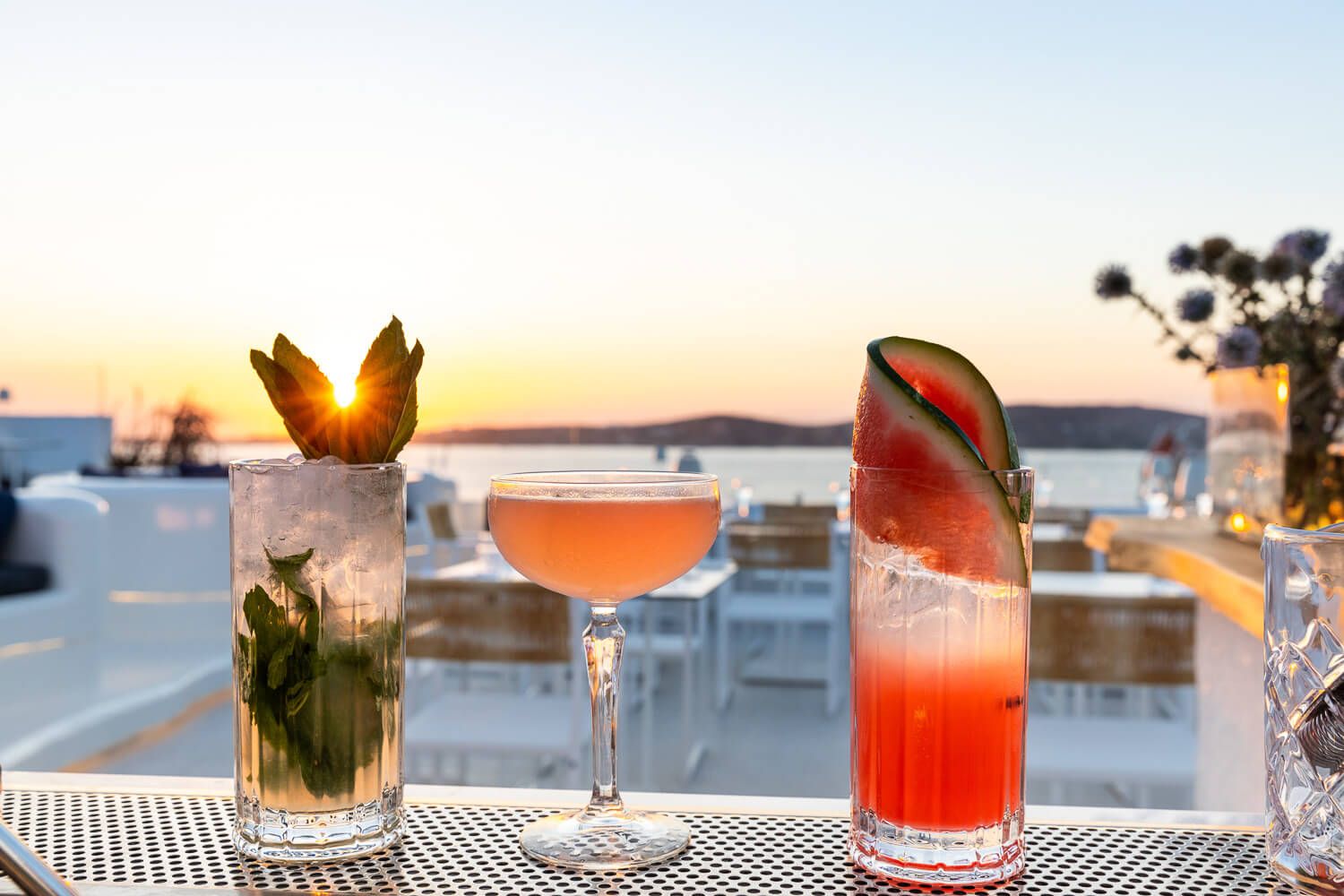 Lifestyle photography of a superior beverage experience in Paros