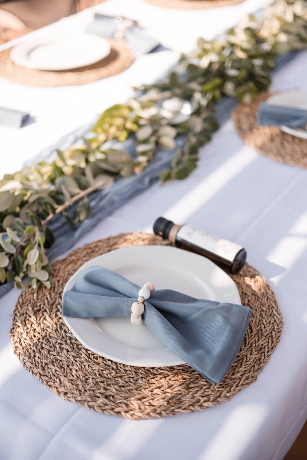 Elegant poolside wedding dinner setup at Villa Lady of Paros