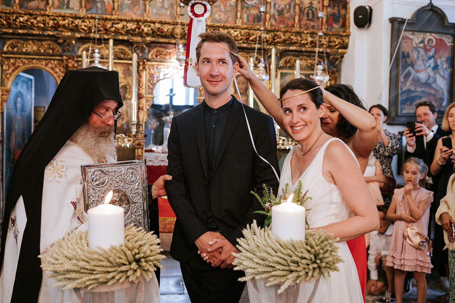Greek Orthodox wedding ceremony at Mitropoli church Amorgos