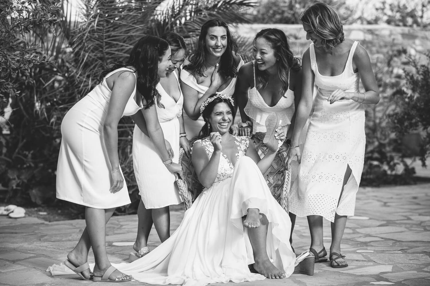 Emotional moments with bridesmaids before the wedding