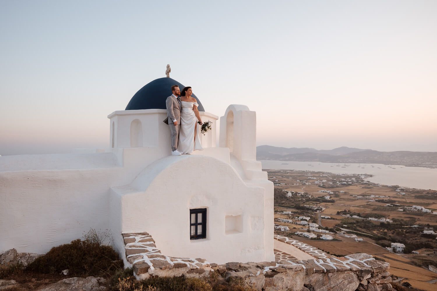 Panoramic view of Antiparos from a Paros wedding chapel.