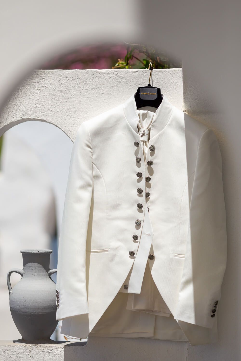 Details of the groom's elegant attire for his Paros destination wedding