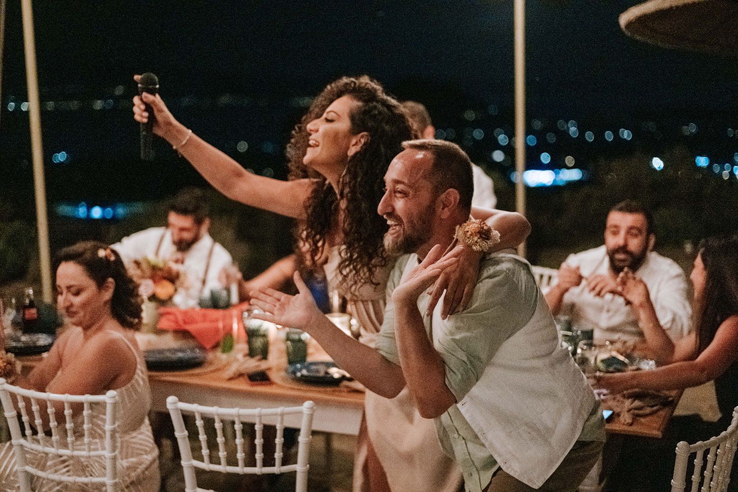 Candid moments of pure joy on the dance floor in Paros Greece
