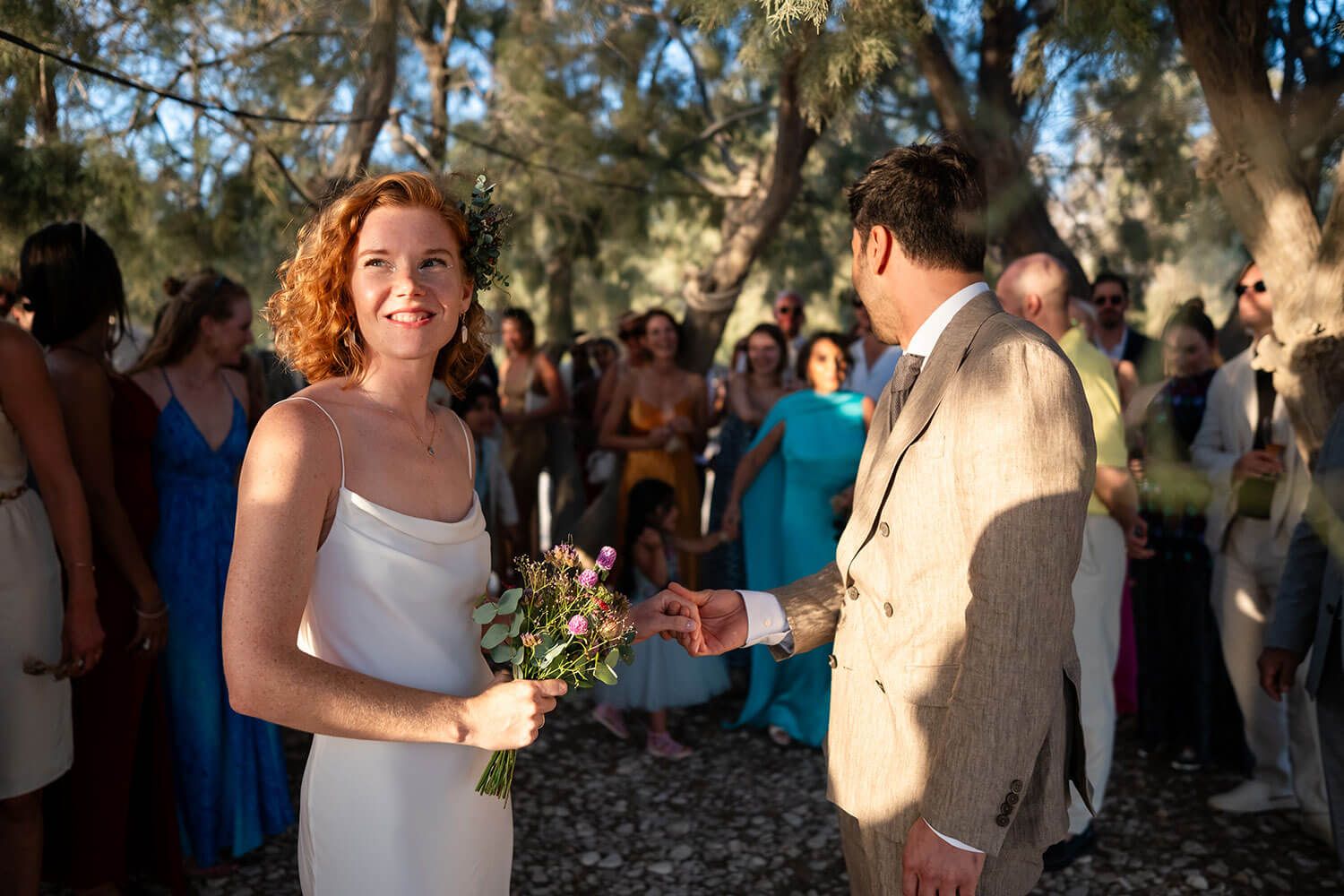 Authentic Greek island wedding ceremony with toes in the sand